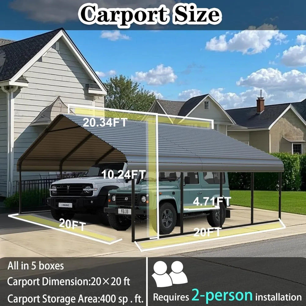 Heavy Duty Metal Carport 20x20 FT