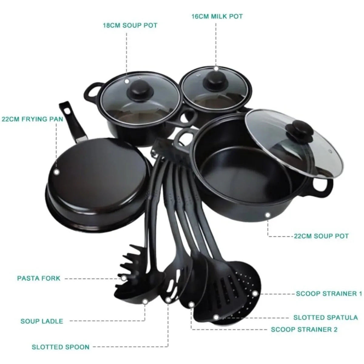 13PCS Non-Stick Pots and Pans Set