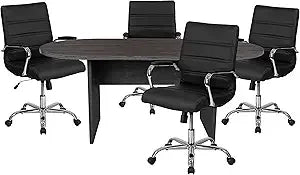 5 Piece Oval Conference Table Set