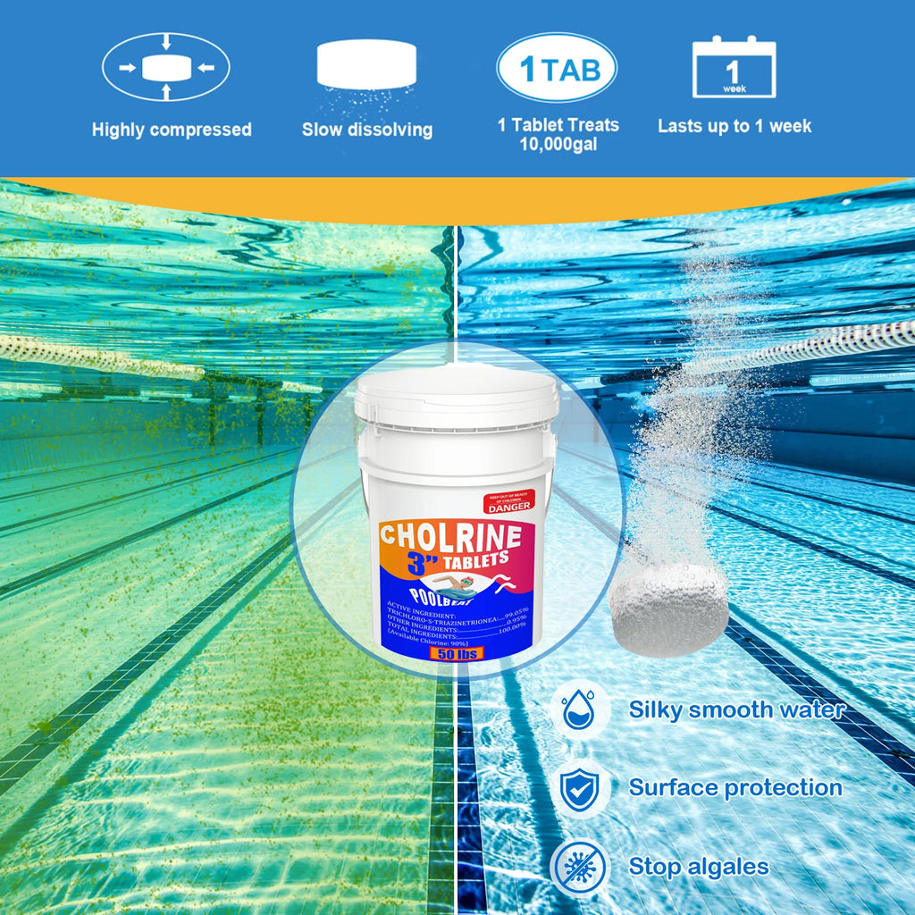 50 Pounds Chlorine Tablets 3 Inch