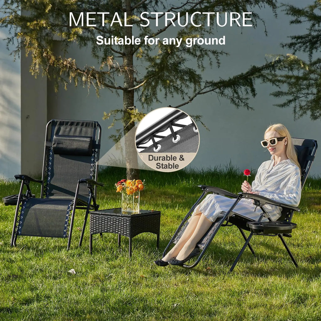 Portable Zero Gravity Recliner Chairs Set of 2 Outdoor