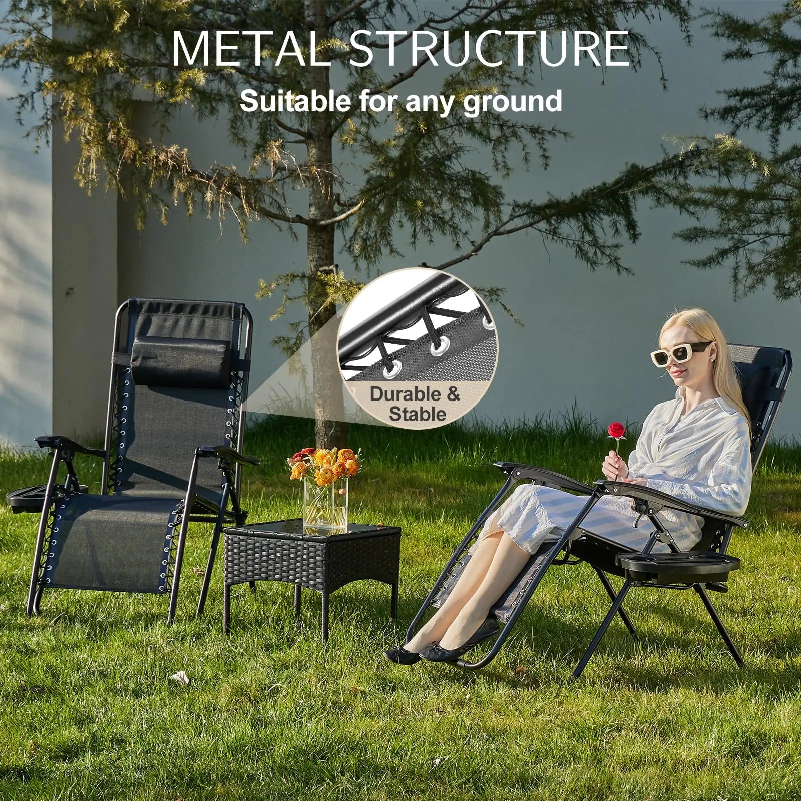Portable Zero Gravity Recliner Chairs Set of 2 Outdoor