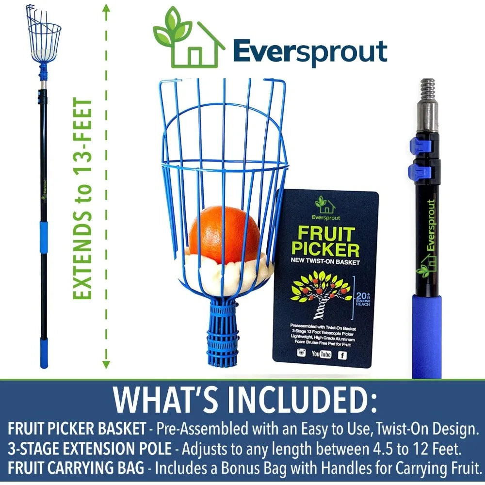 Telescoping Fruit Picker with 20+ Foot Reach