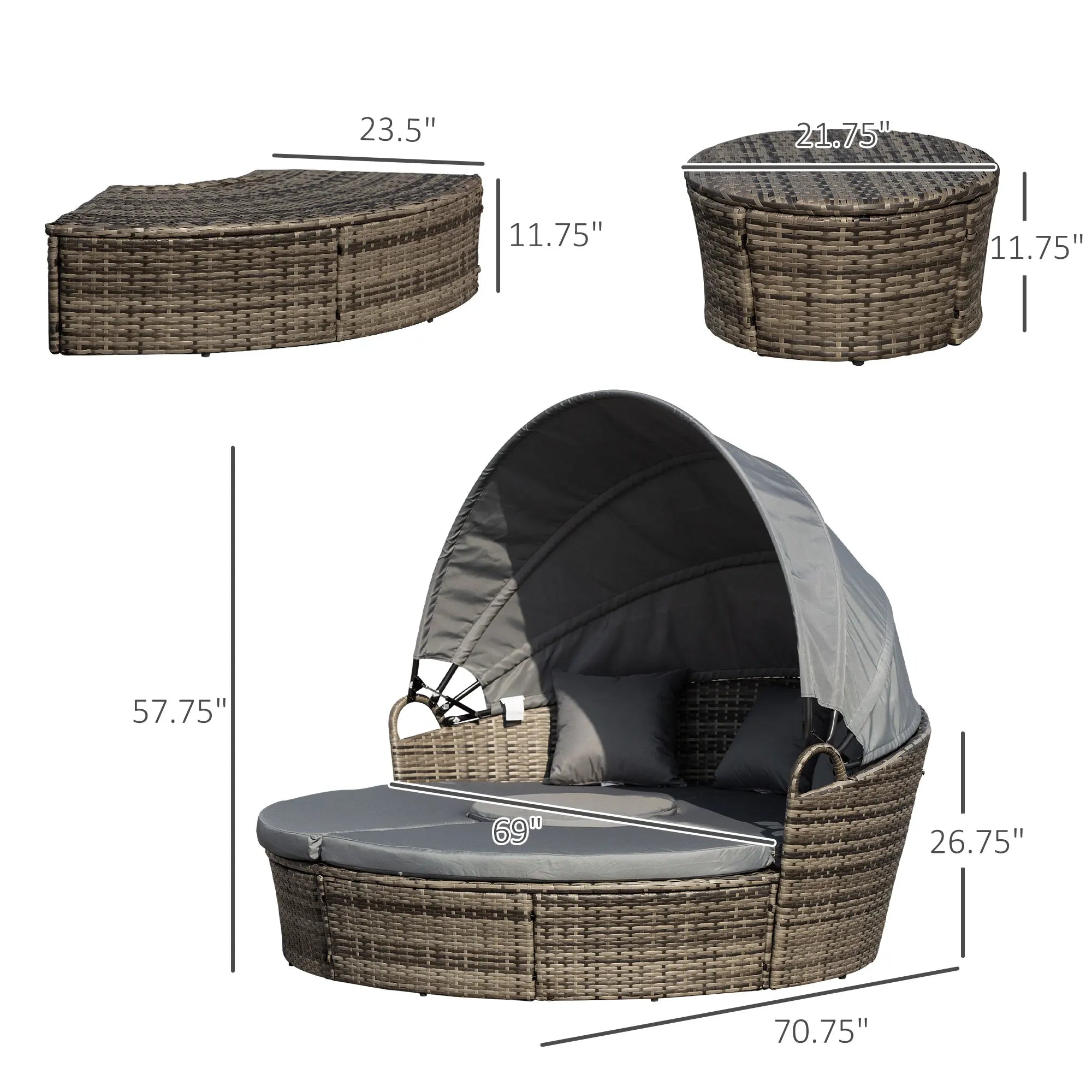 4 pc Outdoor Convertible Daybed