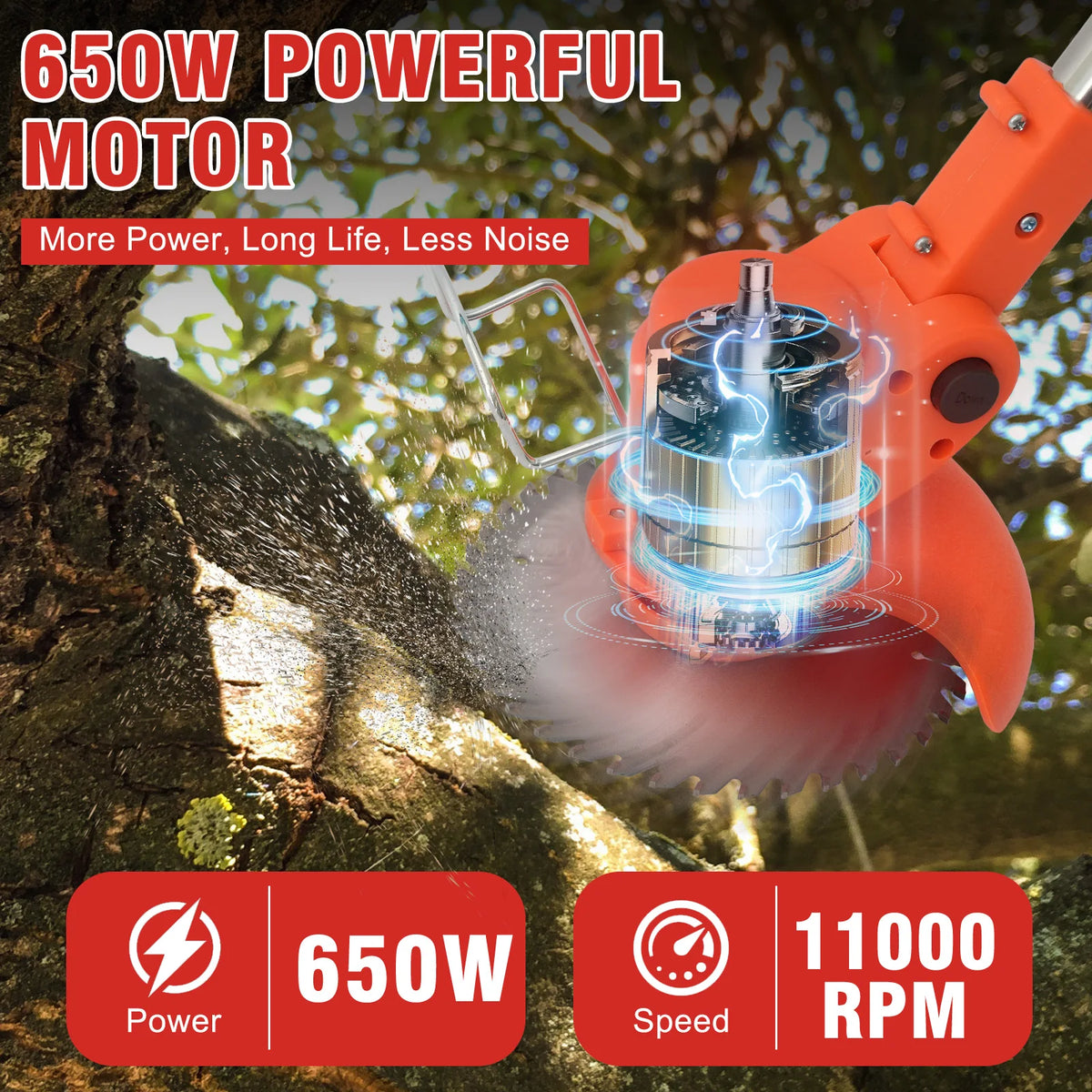 21V Cordless Lawn Mower 3-in-1 Electric Grass Trimmer Lightweight with 2x2.0Ah Batteries Edger Brush Cutter for Yard Garden Tool