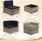 8 Piece Outdoor Wicker Patio Furniture Sectional Set