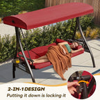 Outdoor Porch Swing with Adjustable Canopy,