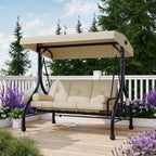 3-Seat Outdoor Porch Swing With Adjustable Canopy