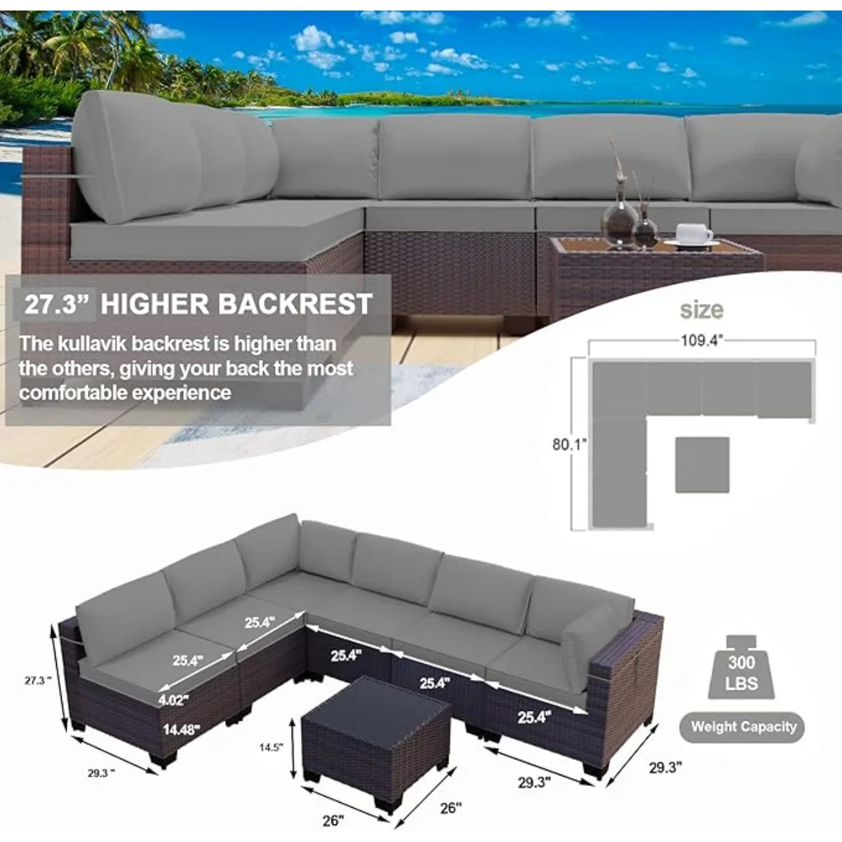 7 Pieces Patio Furniture Set