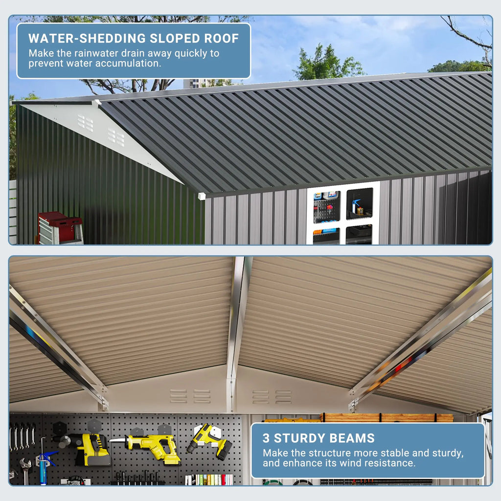 Outdoor Metal Storage Shed with Window