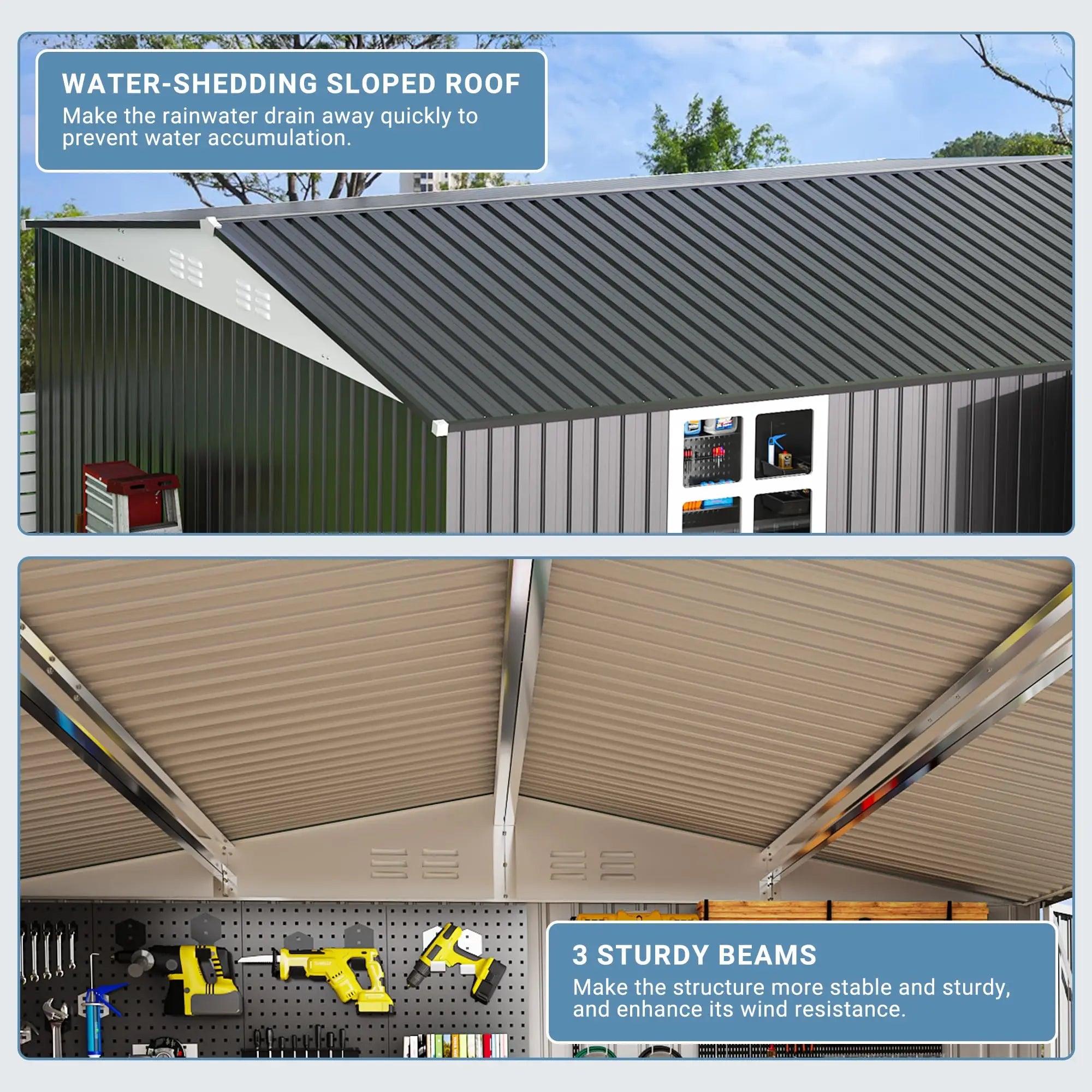 Outdoor Metal Storage Shed with Window