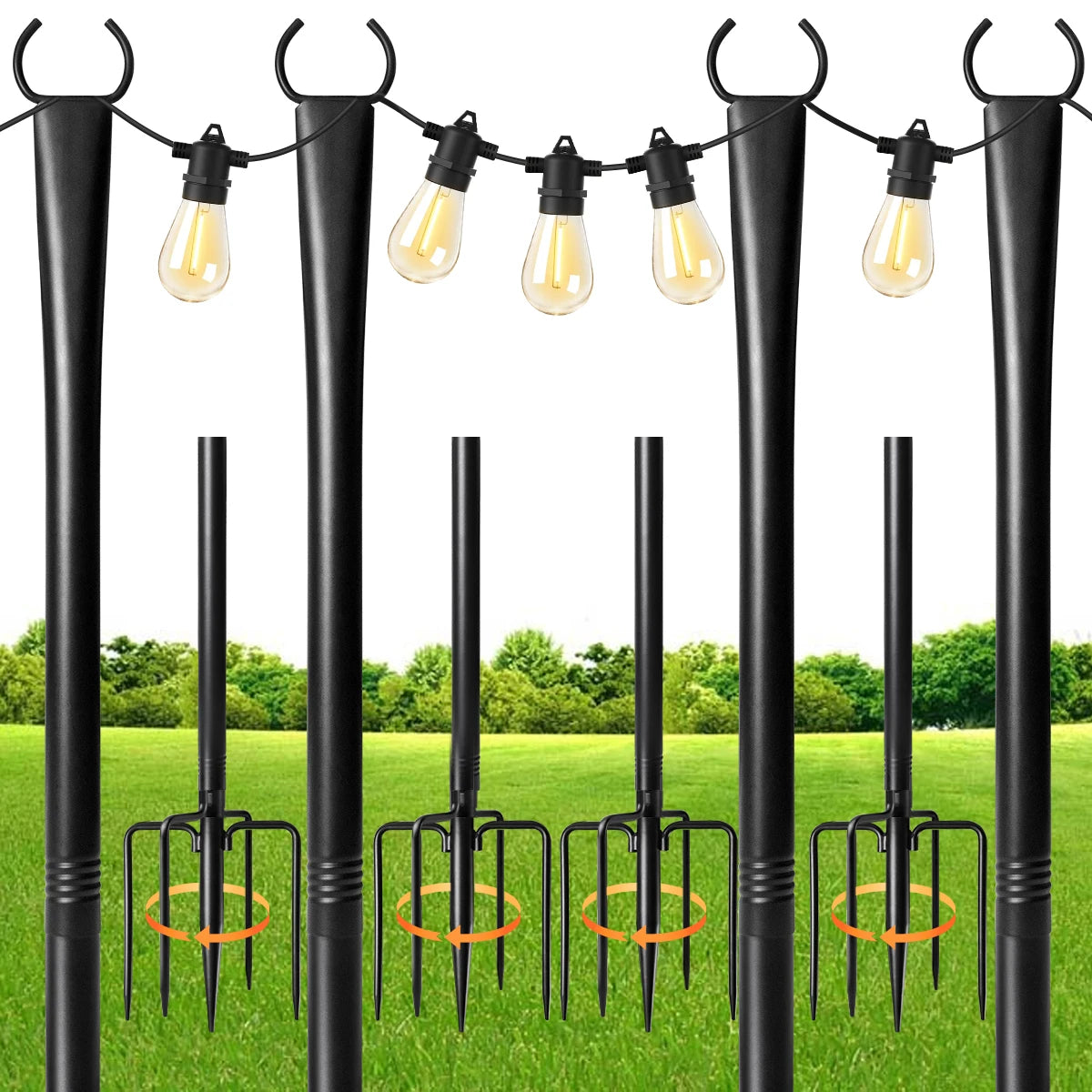 Patio String Lights and Poles