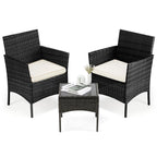 3 Piece Wicker Outdoor Patio Furniture Set