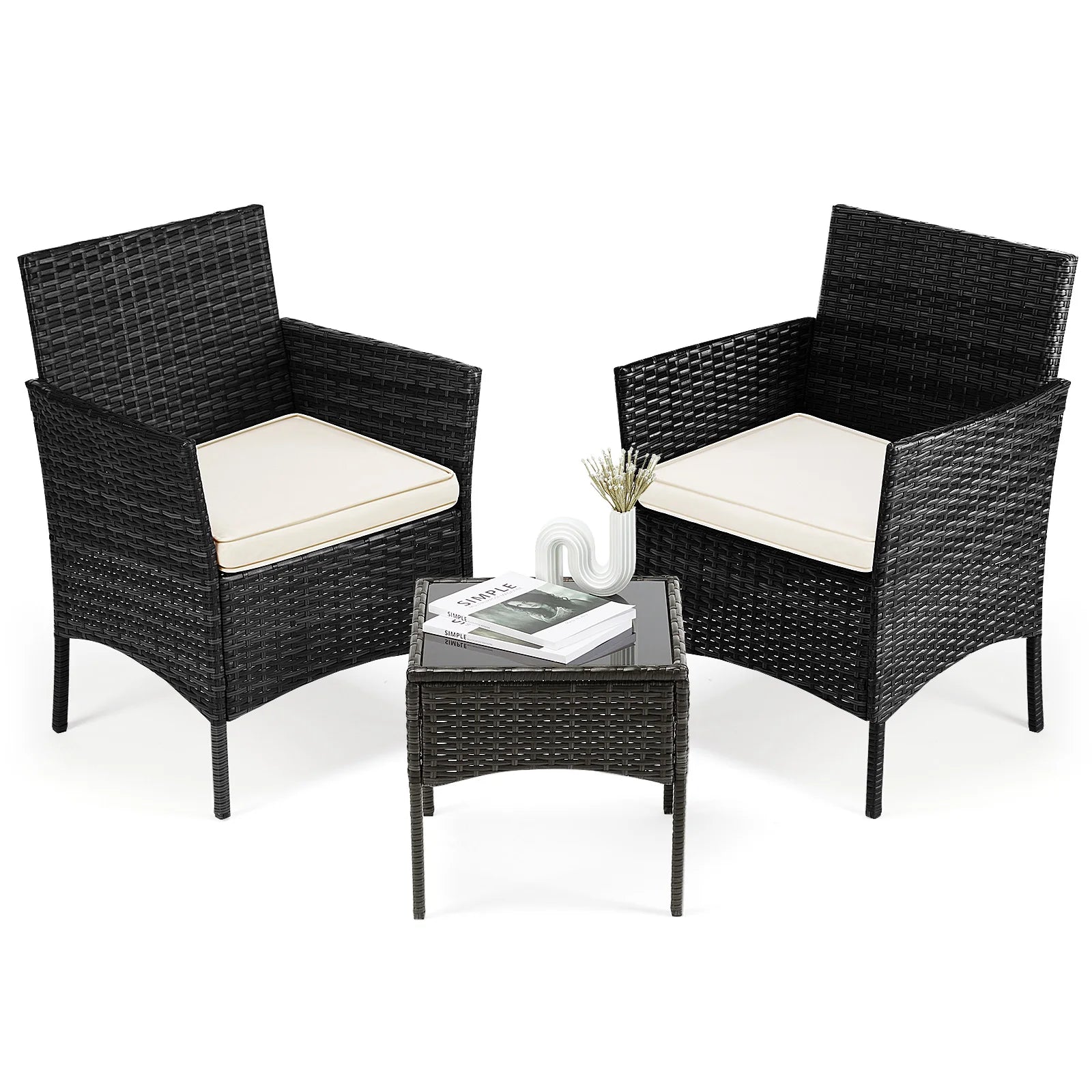 3 Piece Wicker Outdoor Patio Furniture Set