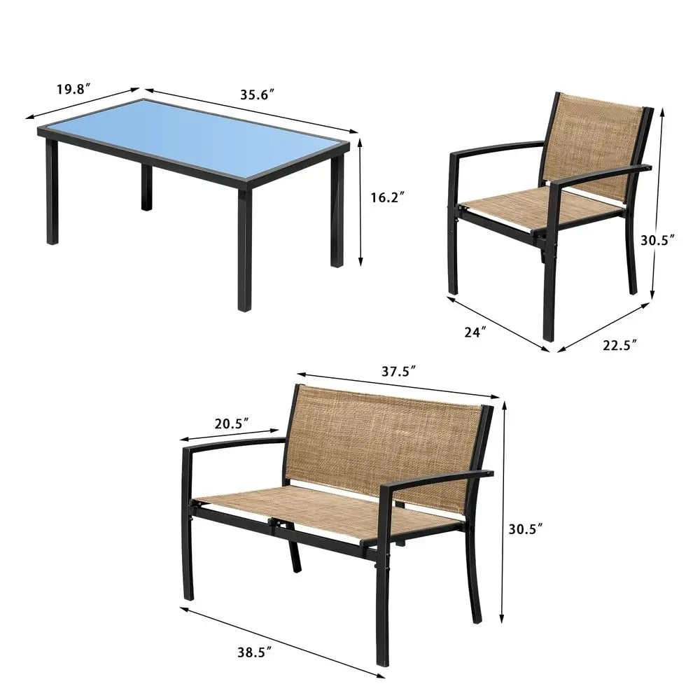 4 Piece Poolside Patio Furniture Set