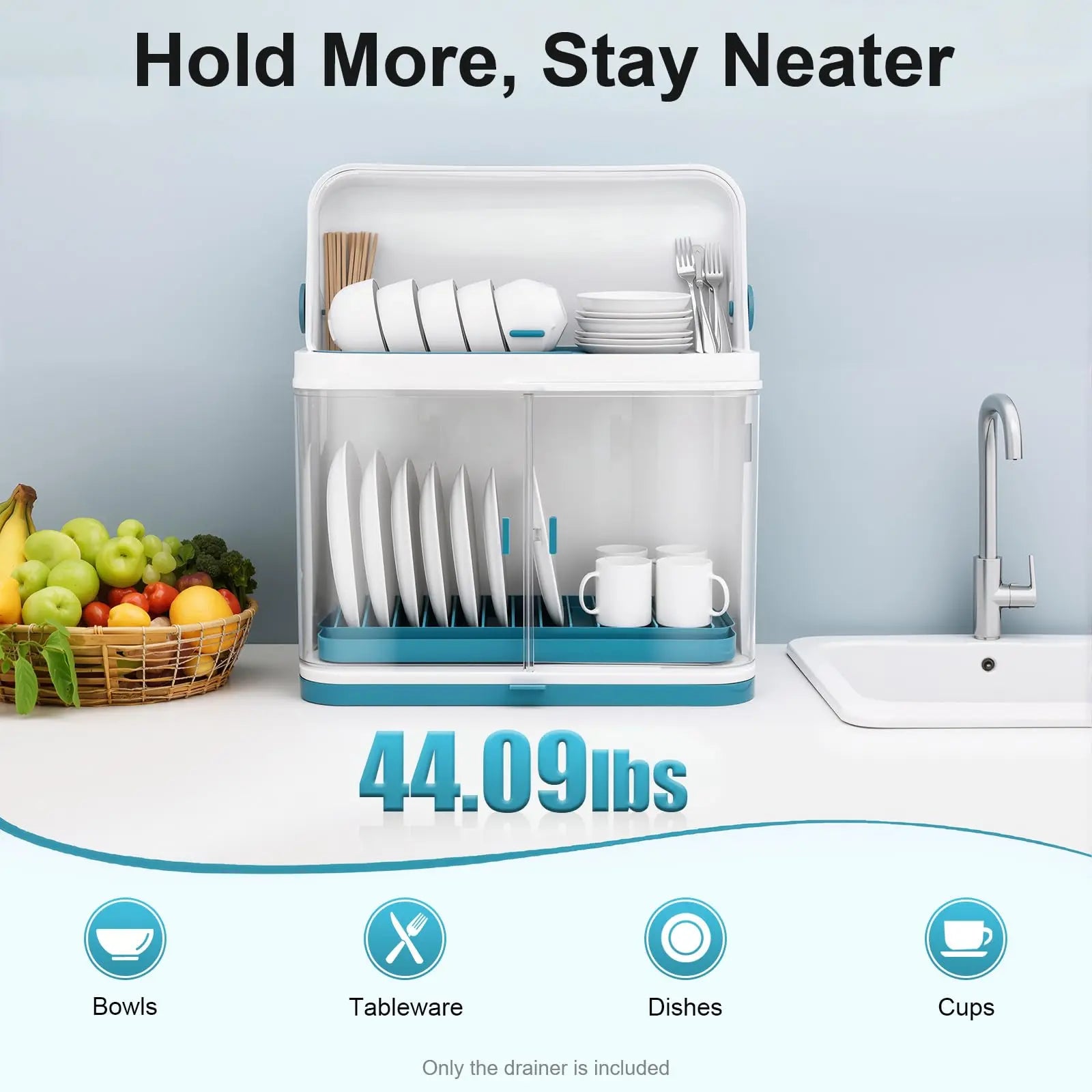 2-Tier Dish Drying Rack with Drain Board
