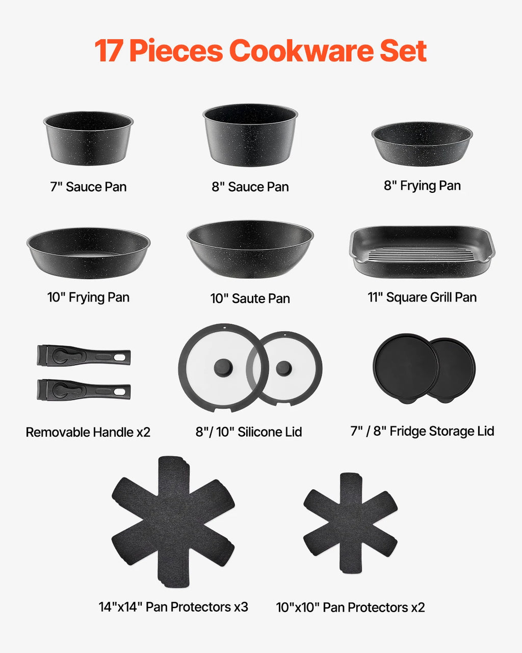 17 Pcs Nonstick Cookware Set
