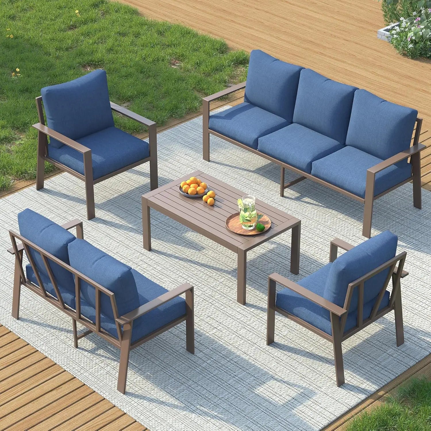 7-Seat Aluminum Outdoor Sectional Sofa Set