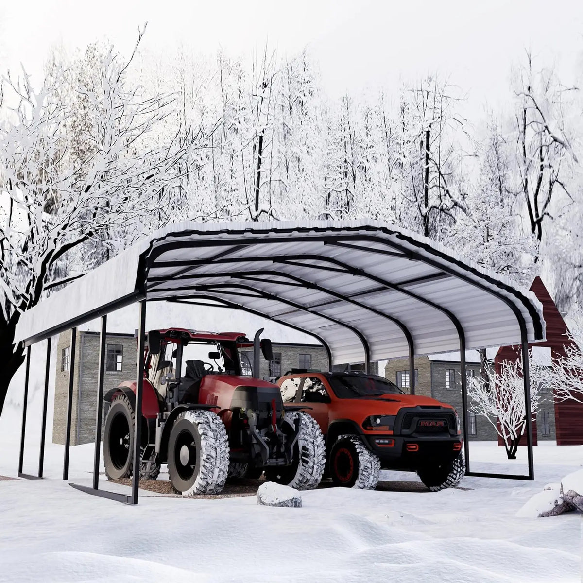 20x20 Foot Heavy Duty Metal Carport