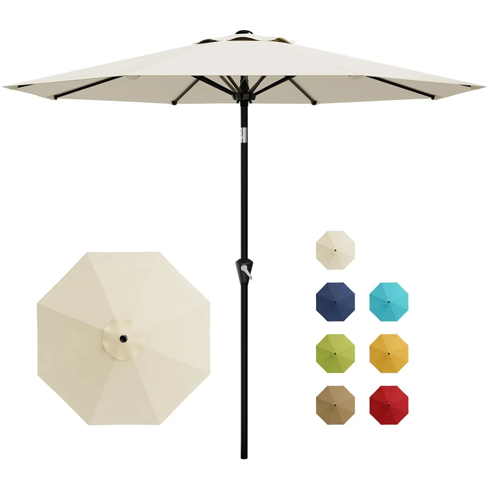 9FT Patio Umbrella With Crank & Tilt, Outdoor  UV Protection Waterproof