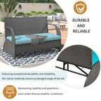 Outdoor Rattan Loveseat Convertible Picnic  Table