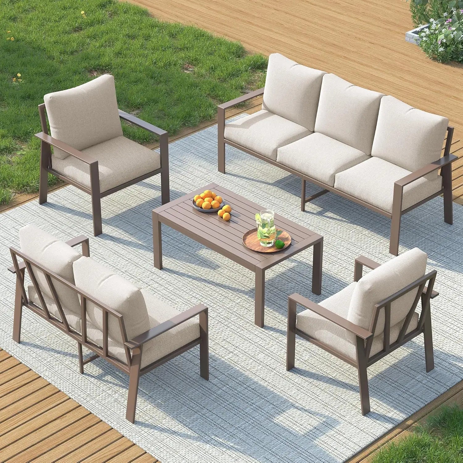 7-Seat Aluminum Outdoor Sectional Sofa Set