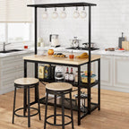 Kitchen Island with Storage, Bakers Rack with Power Outlet,