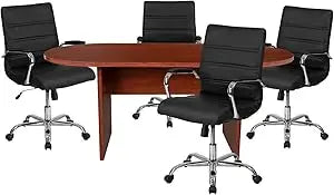 5 Piece Oval Conference Table Set