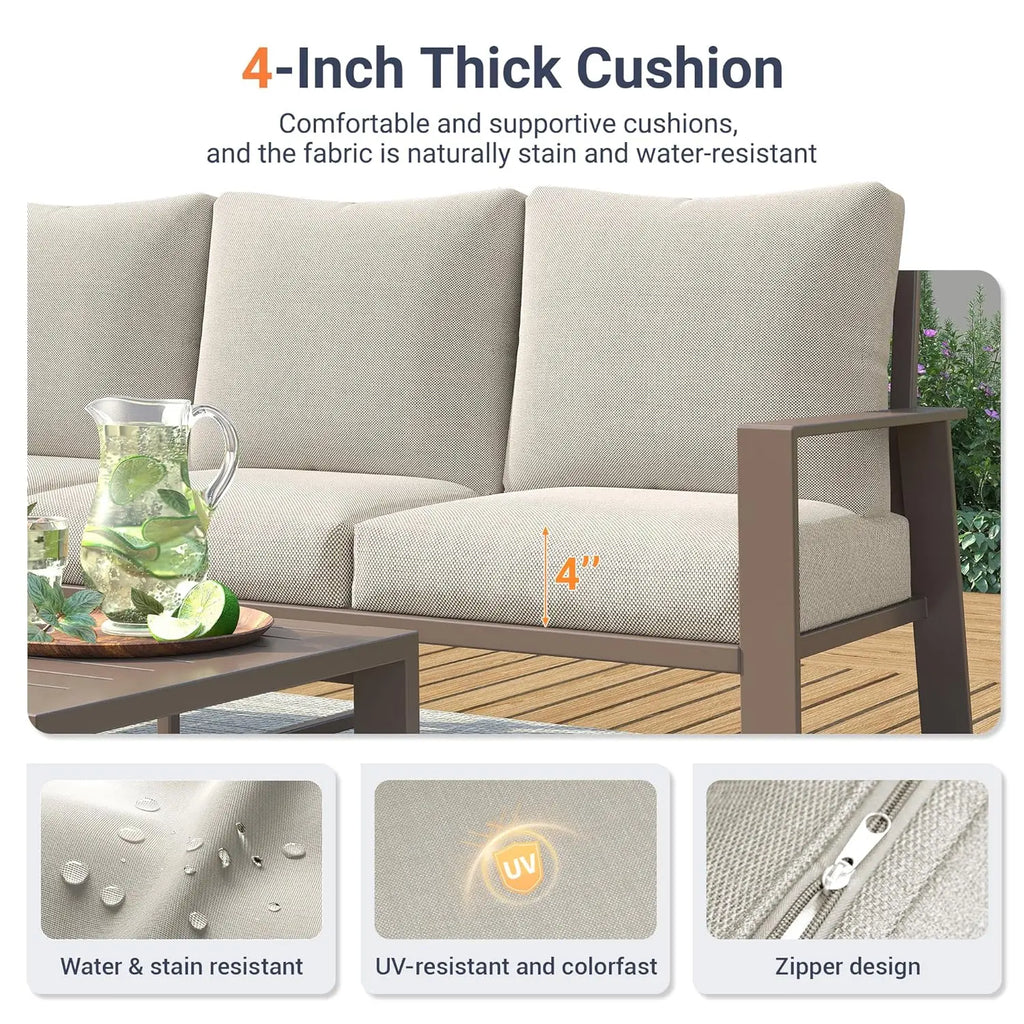 7-Seat Aluminum Outdoor Sectional Sofa Set