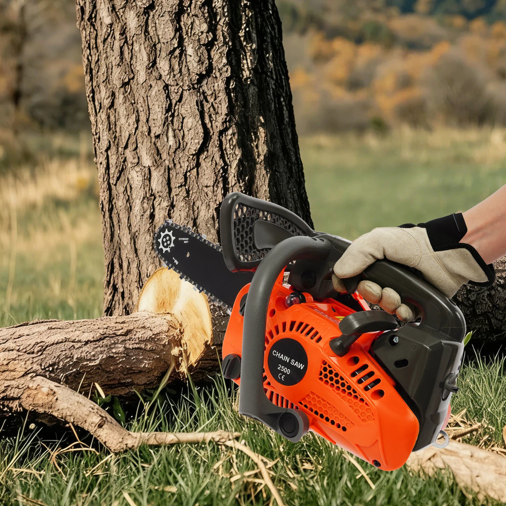 Petrol Chainsaw with 2 Stroke Engine, 25.4 cc 1.22 HP with Blade, Chainsaw, Anti-Vibration System, 56 x 21 cm, Automatic Homing