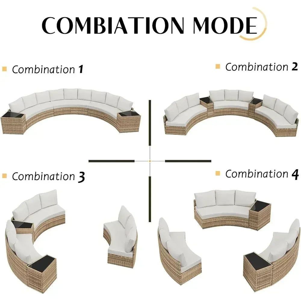 11-Piece Outdoor Wicker Sectional Sofa Set with Storage