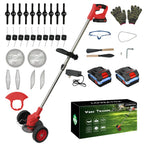 21V Cordless Lawn Mower 3-in-1 Electric Grass Trimmer Lightweight with 2x2.0Ah Batteries Edger Brush Cutter for Yard Garden Tool