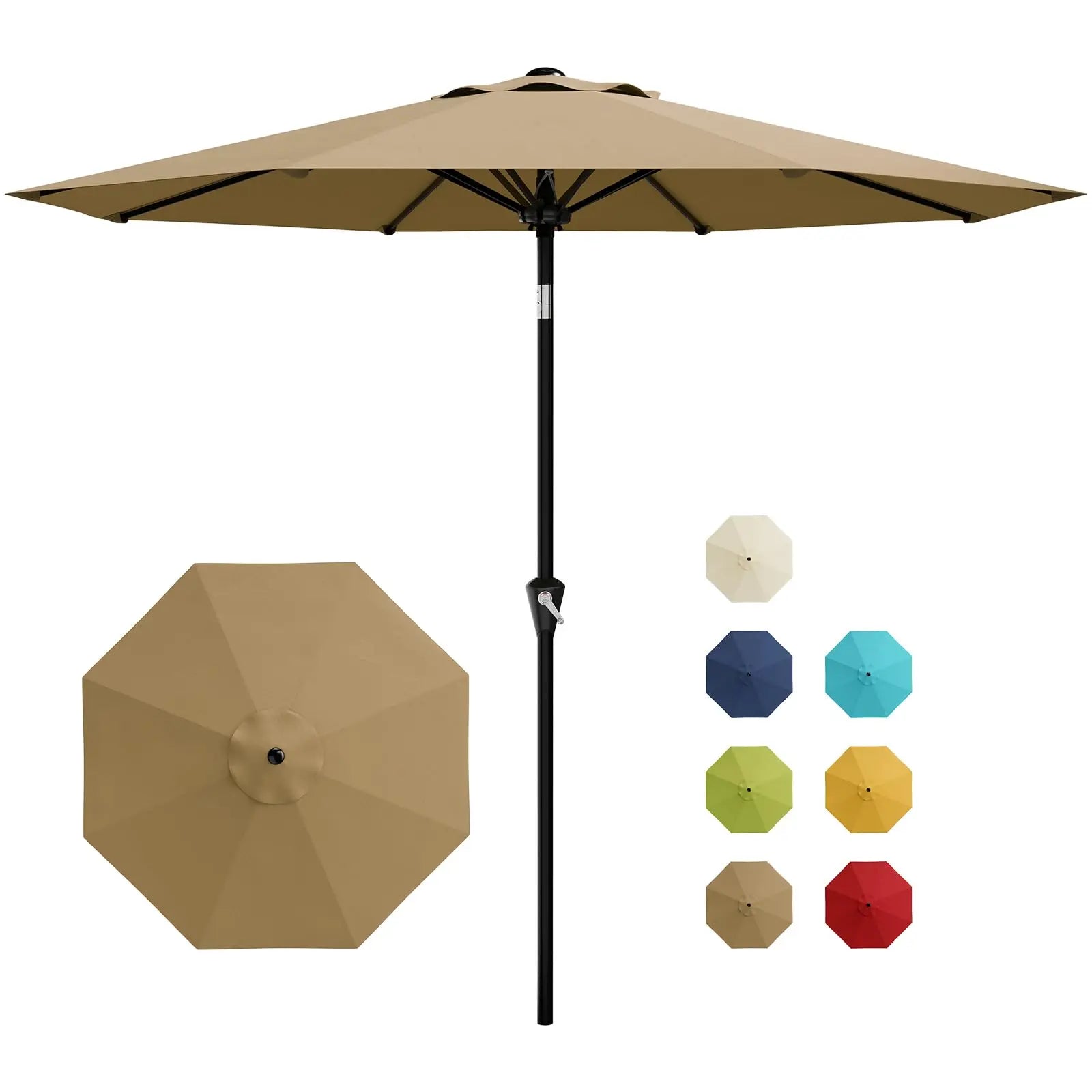 9FT Patio Umbrella With Crank & Tilt, Outdoor  UV Protection Waterproof