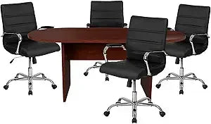 5 Piece Oval Conference Table Set