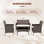 4 Piece Rattan Patio Furniture Set