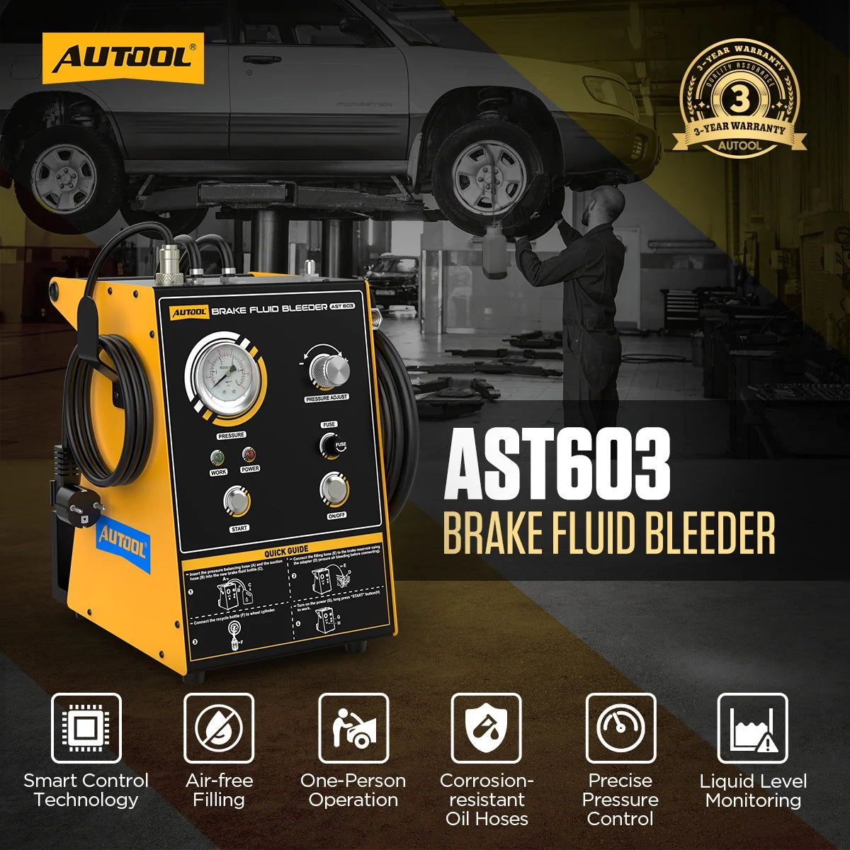 AUTOOL AST603 Automotive Brake Fluid Bleeder Pumps Brake Oil Exchanger Tool 220V/110V Car Brake Fast Extractor For Vehicles