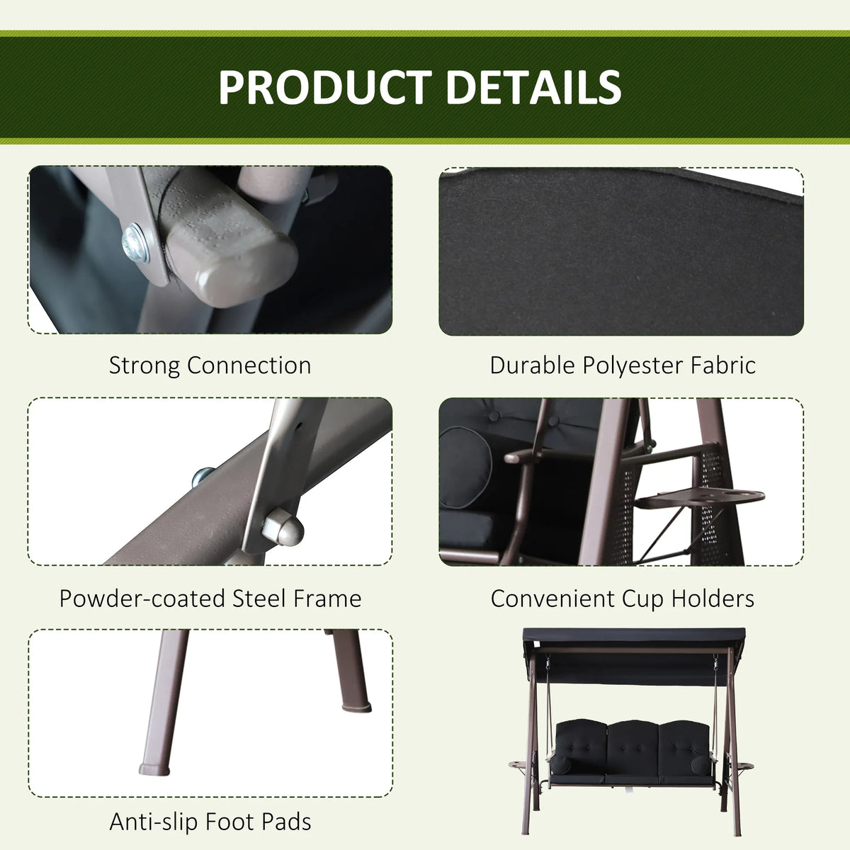 Cushioned Patio Glider Swing