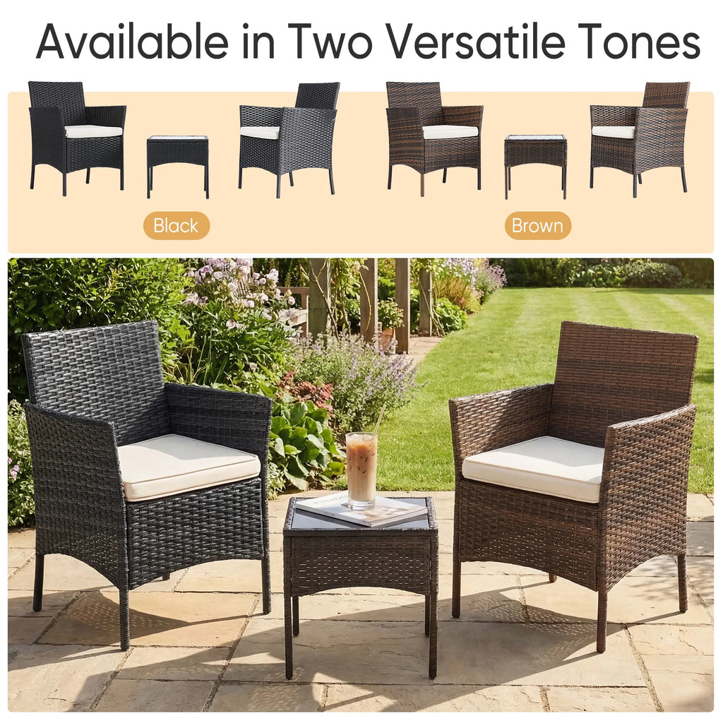 3 Piece Wicker Outdoor Patio Furniture Set