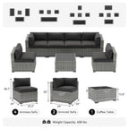 7-Piece Patio  Wicker Rattan Furniture Set