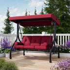 3-Seat Outdoor Porch Swing With Adjustable Canopy
