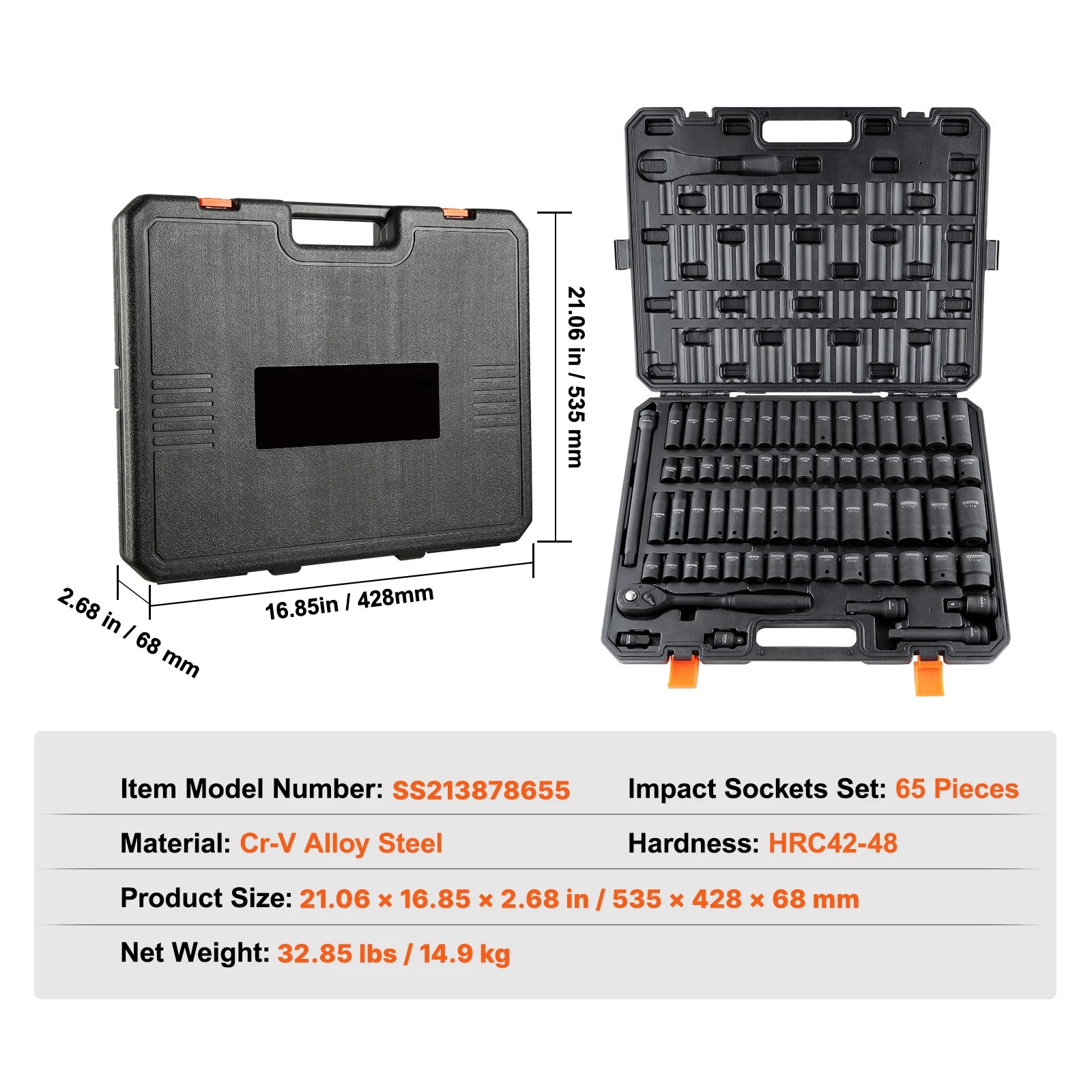 1/2" Drive Impact Socket Set  6 Point