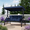 3-Seat Outdoor Porch Swing With Adjustable Canopy