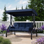 3-Seat Outdoor Porch Swing With Adjustable Canopy