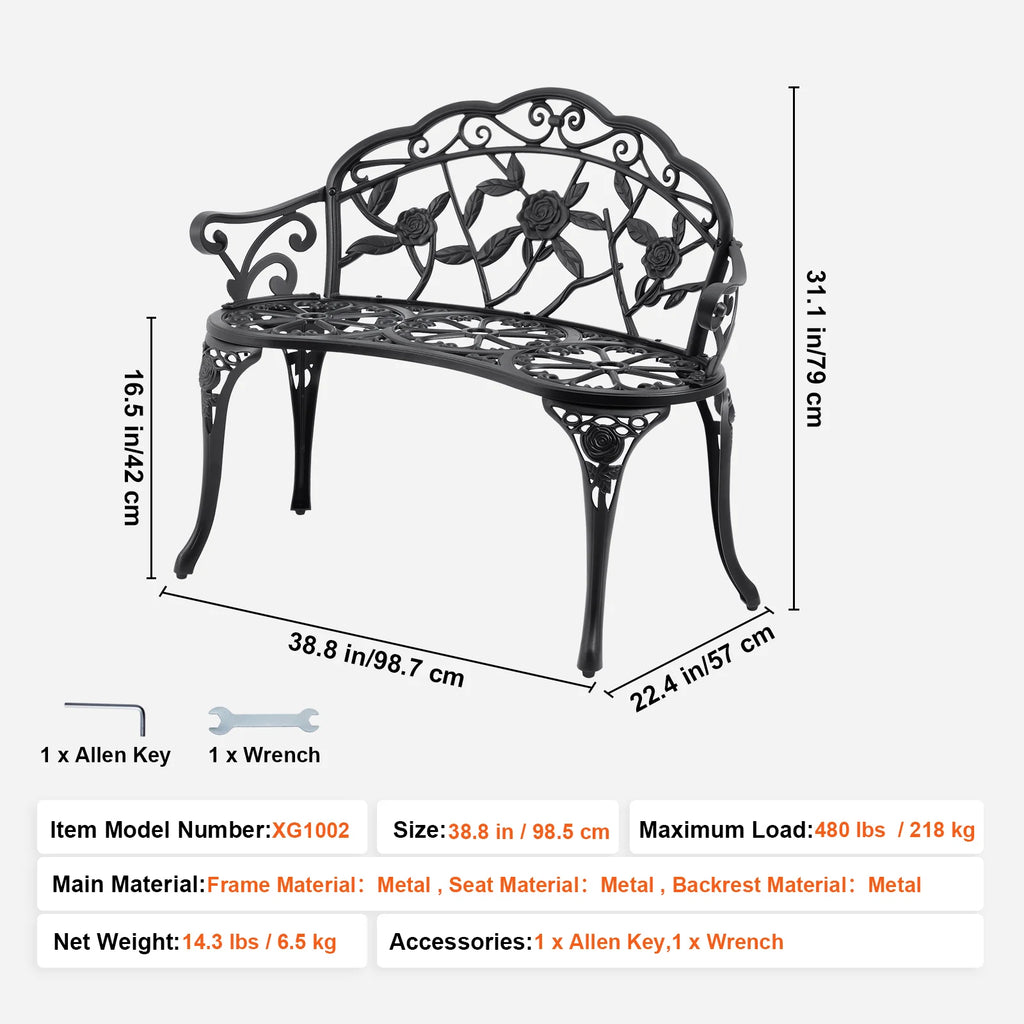 Outdoor Metal Garden Bench