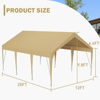 Heavy Duty 12'x20' Carport Canopy