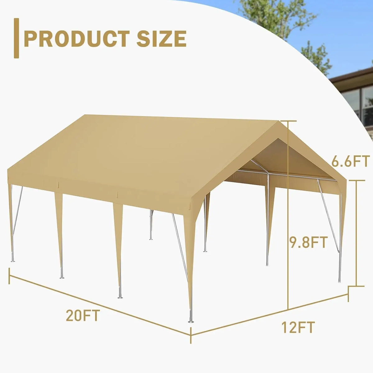 Heavy Duty 12'x20' Carport Canopy