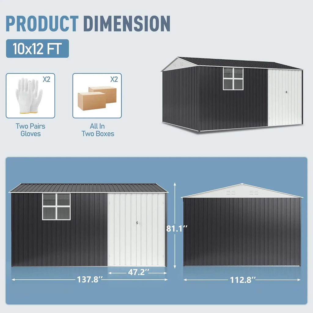 Outdoor Metal Storage Shed with Window