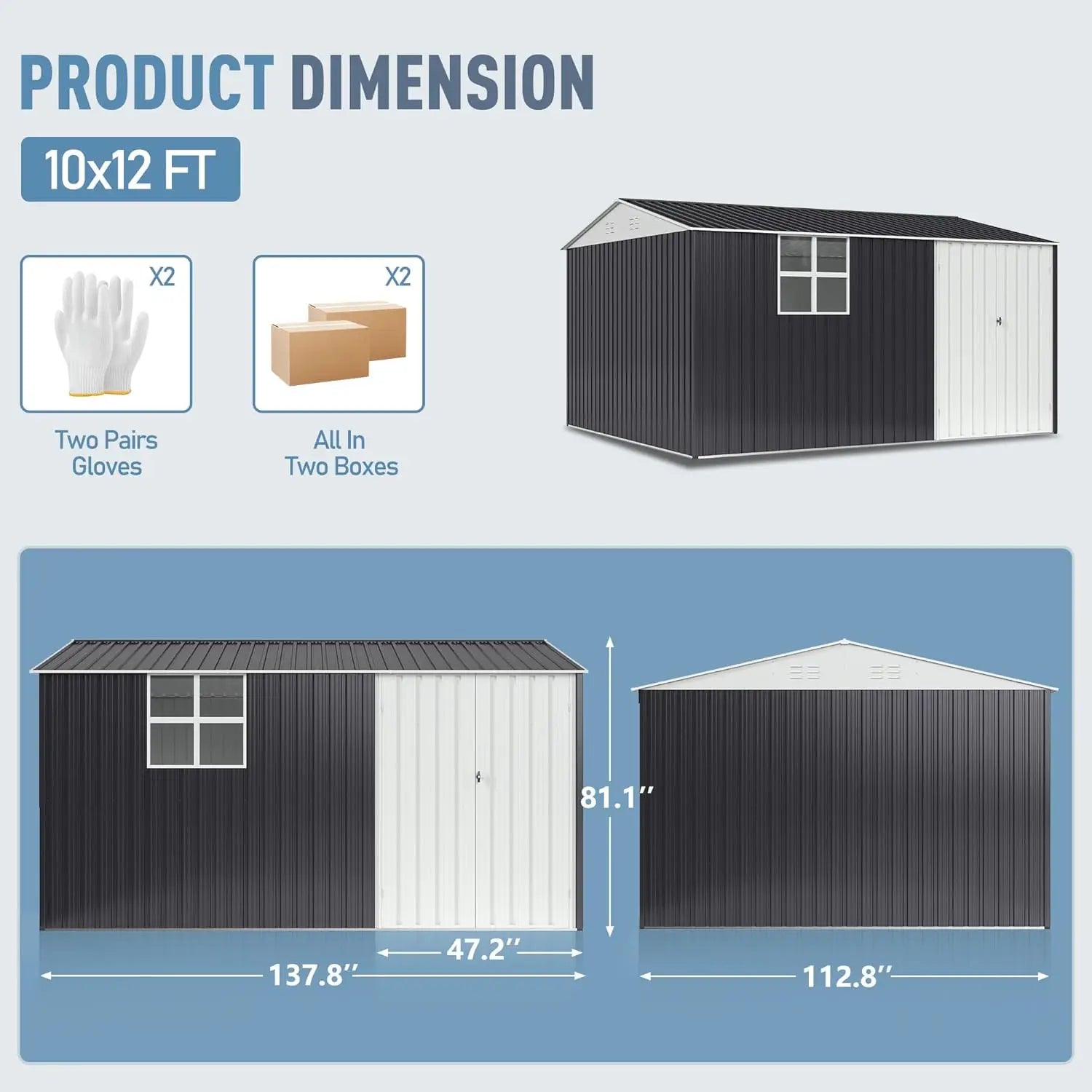Outdoor Metal Storage Shed with Window