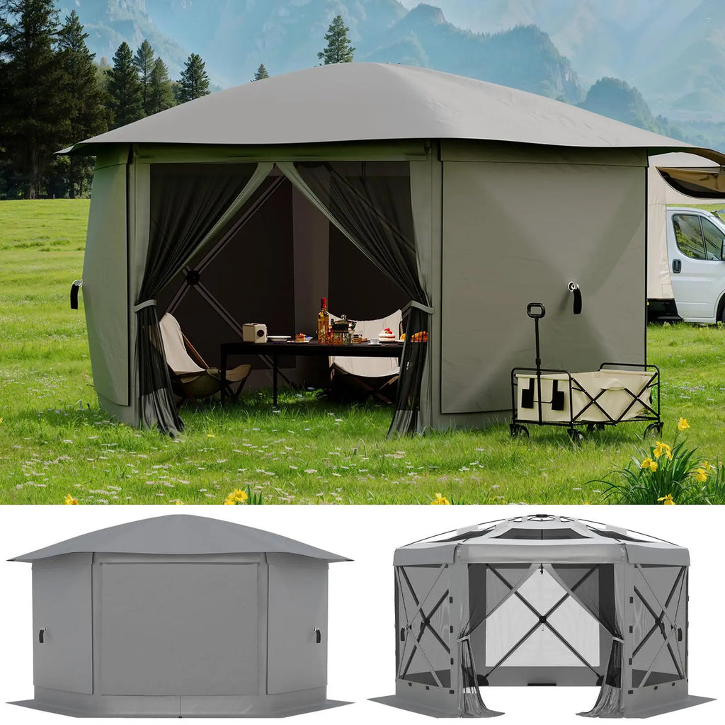 13FT Pop Up Gazebo 6-Sided Outdoor Canopy