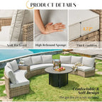 11-Piece Outdoor Wicker Sectional Sofa Set with Storage